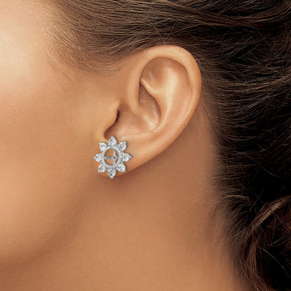 Sterling Silver Rhodium Diamond u0026 White Topaz Earring Jacket