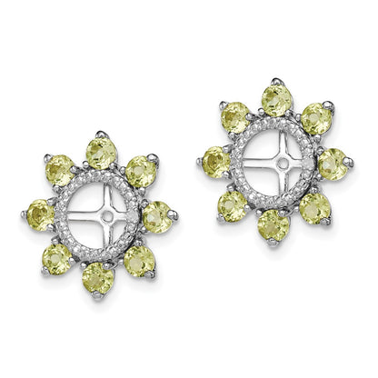 Sterling Silver Rhodium Diamond u0026 Peridot Earring Jacket