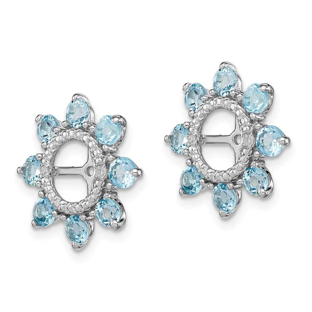 Sterling Silver Rhodium Diamond u0026 Swiss Blue Topaz Earring Jacket