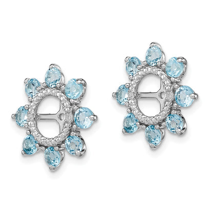 Sterling Silver Rhodium Diamond u0026 Swiss Blue Topaz Earring Jacket
