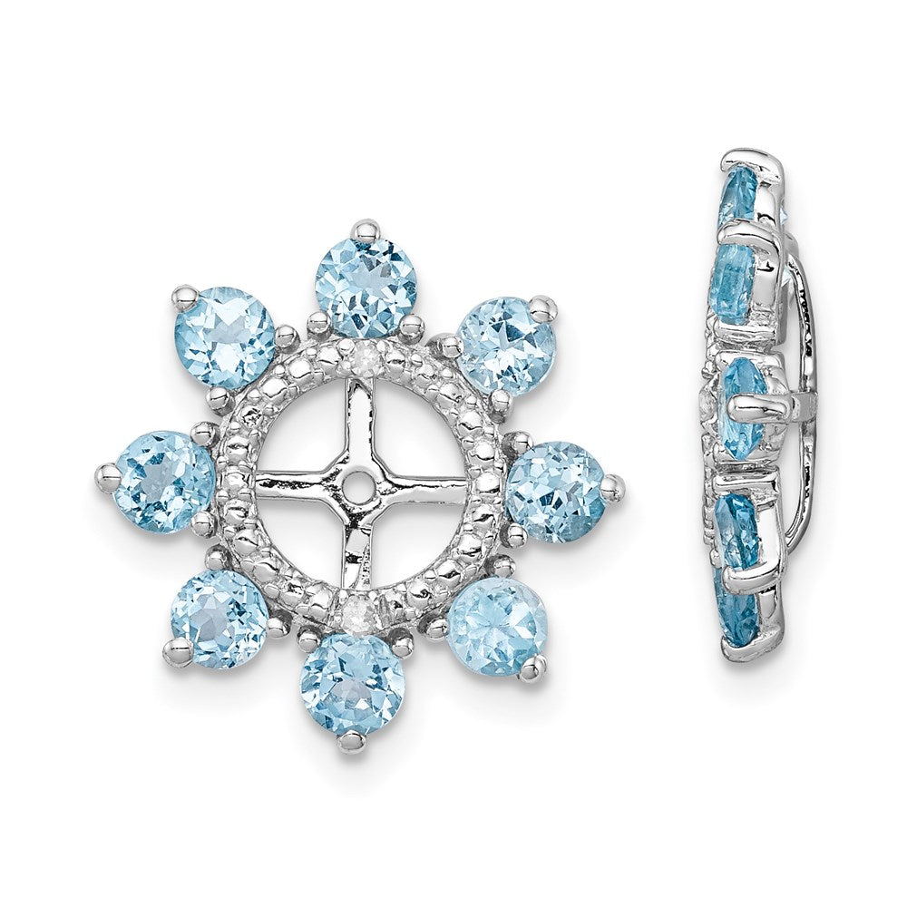 Sterling Silver Rhodium Diamond u0026 Swiss Blue Topaz Earring Jacket
