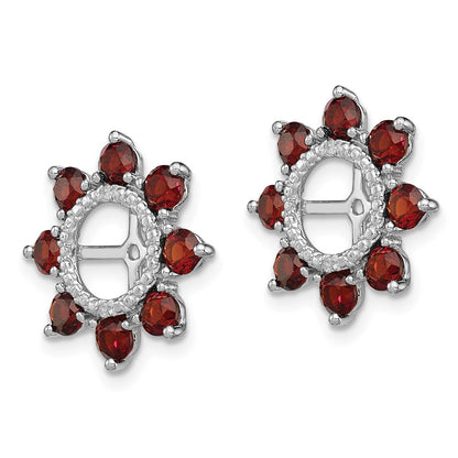 Sterling Silver Rhodium Diamond u0026 Garnet Earring Jacket