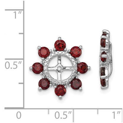 Sterling Silver Rhodium Diamond u0026 Garnet Earring Jacket