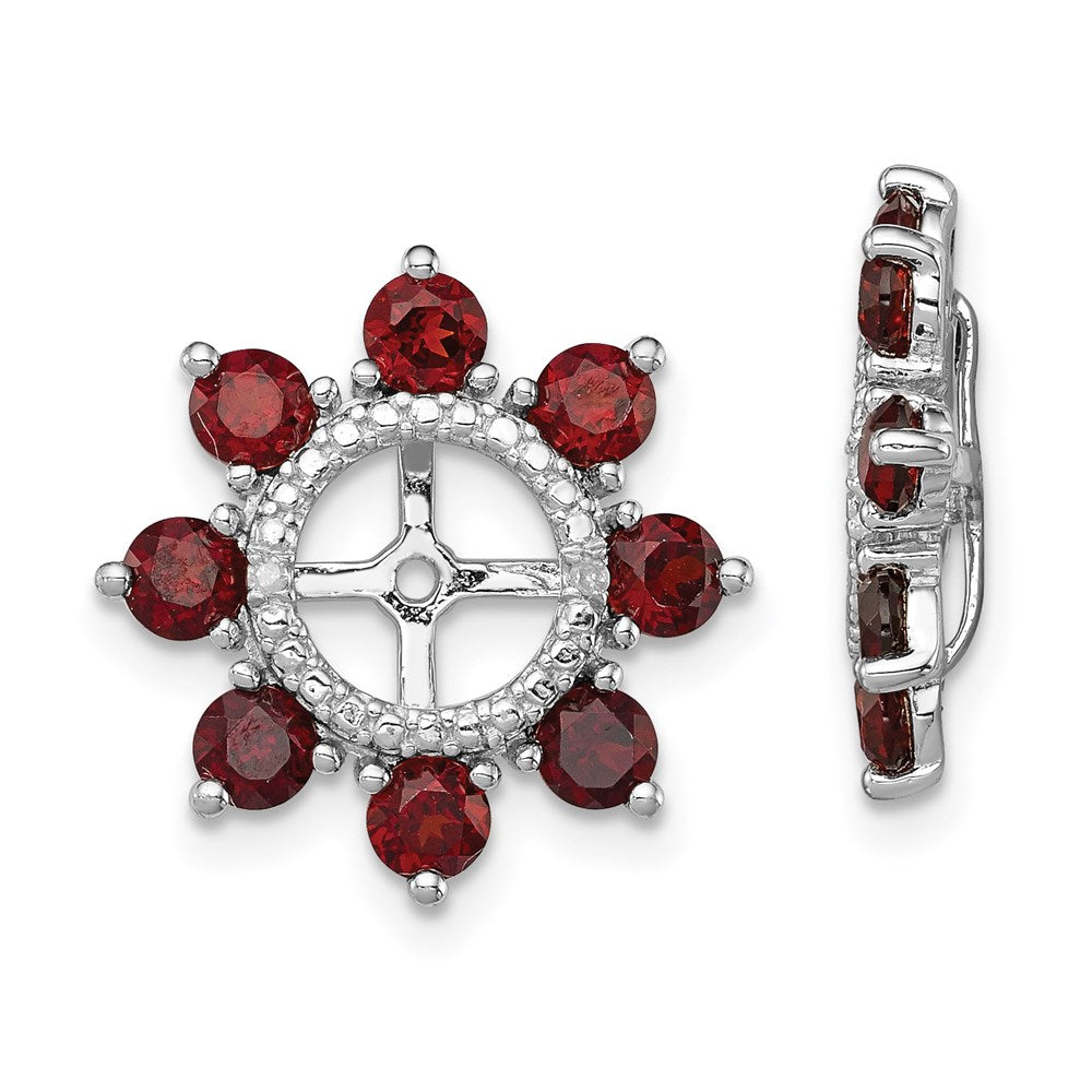 Sterling Silver Rhodium Diamond u0026 Garnet Earring Jacket