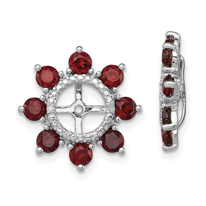 Sterling Silver Rhodium Diamond u0026 Garnet Earring Jacket