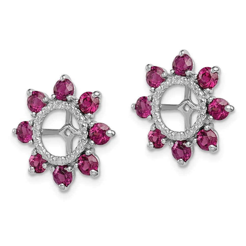 Sterling Silver Rhodium Diamond u0026 Rhodolite Garnet Earring Jacket