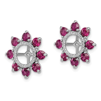 Sterling Silver Rhodium Diamond u0026 Rhodolite Garnet Earring Jacket