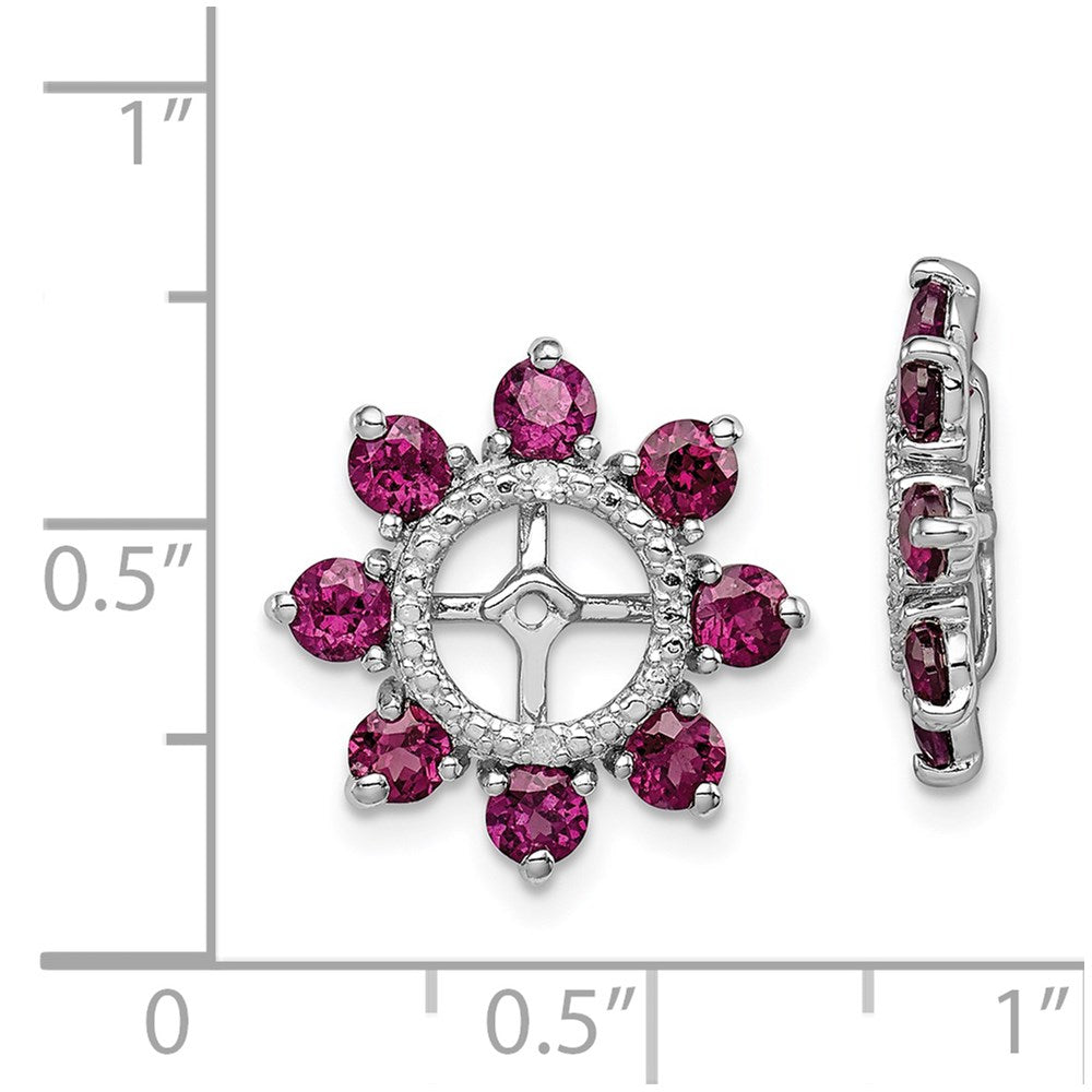 Sterling Silver Rhodium Diamond u0026 Rhodolite Garnet Earring Jacket