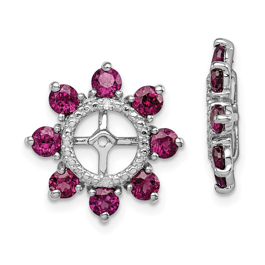 Sterling Silver Rhodium Diamond u0026 Rhodolite Garnet Earring Jacket