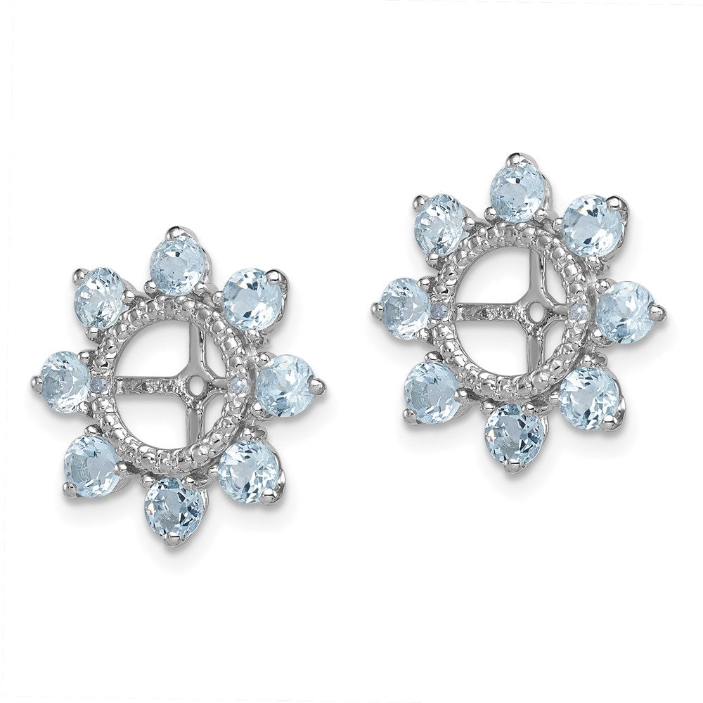 Sterling Silver Rhodium Diamond u0026 Aquamarine Earring Jacket