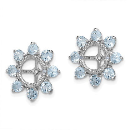 Sterling Silver Rhodium Diamond u0026 Aquamarine Earring Jacket