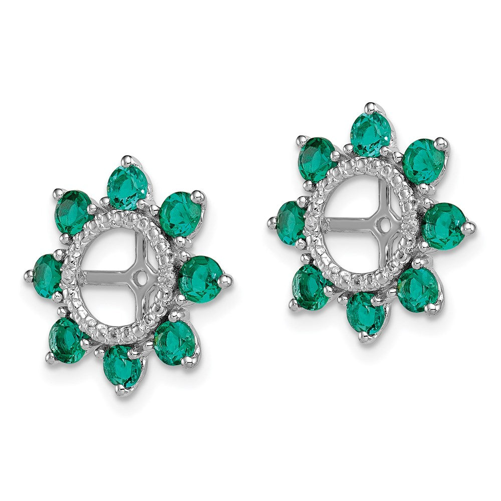 Sterling Silver Rhodium Diamond u0026 Created Emerald Earring Jacket