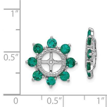 Sterling Silver Rhodium Diamond u0026 Created Emerald Earring Jacket