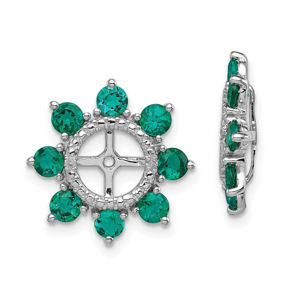 Sterling Silver Rhodium Diamond u0026 Created Emerald Earring Jacket