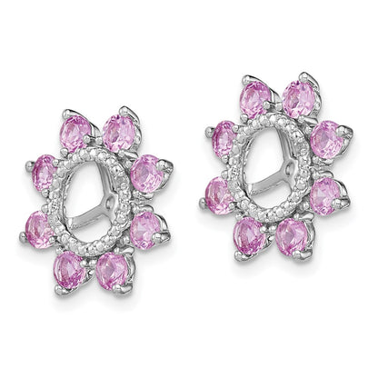Sterling Silver Rhodium Diamond u0026 Created Pink Sapphire Earring Jacket