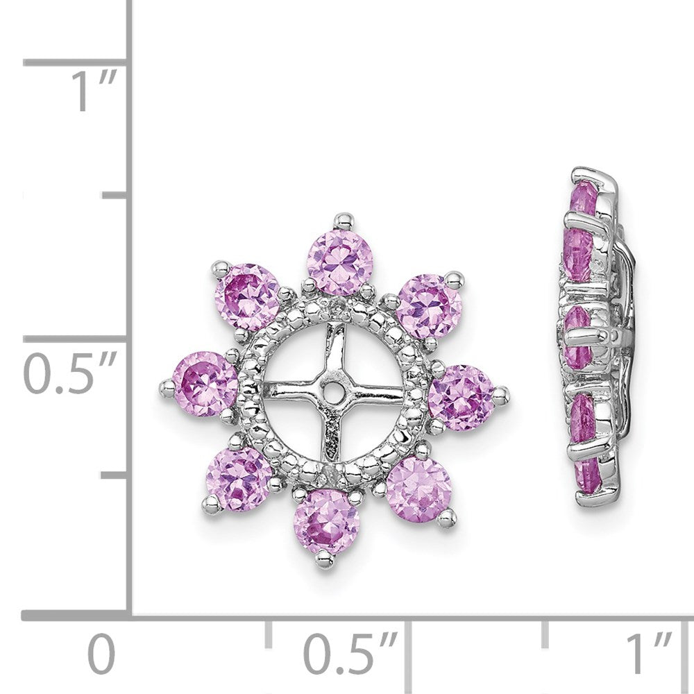 Sterling Silver Rhodium Diamond u0026 Created Pink Sapphire Earring Jacket