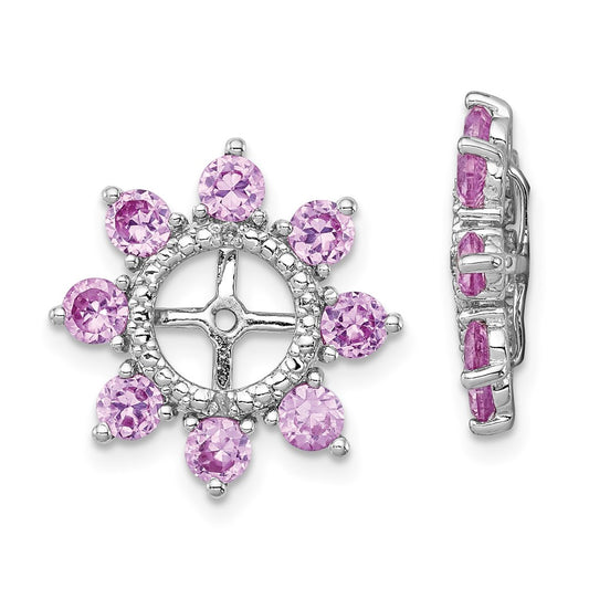Sterling Silver Rhodium Diamond u0026 Created Pink Sapphire Earring Jacket