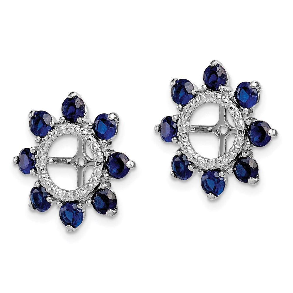 Sterling Silver Rhodium Diamond u0026 Created Sapphire Earring Jacket
