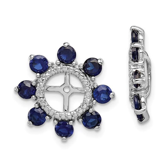 Sterling Silver Rhodium Diamond u0026 Created Sapphire Earring Jacket