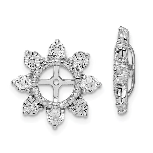 Sterling Silver Rhodium White Topaz Earring Jacket
