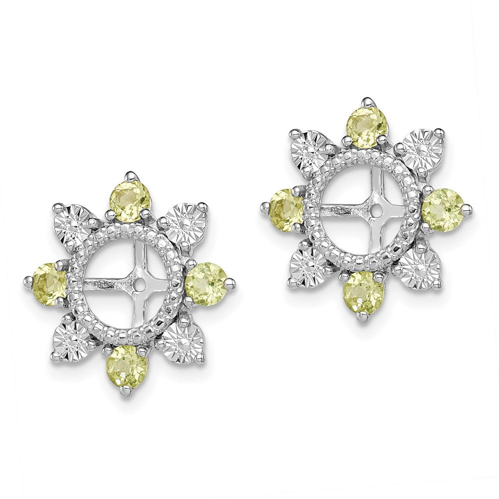 Sterling Silver Rhodium Peridot Earring Jacket