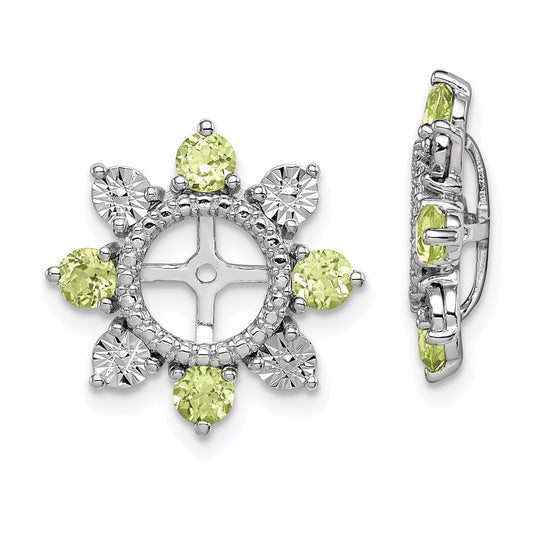 Sterling Silver Rhodium Peridot Earring Jacket