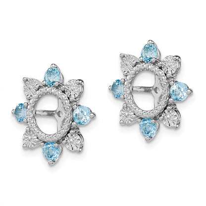 Sterling Silver Rhodium Swiss Blue Topaz Earring Jacket
