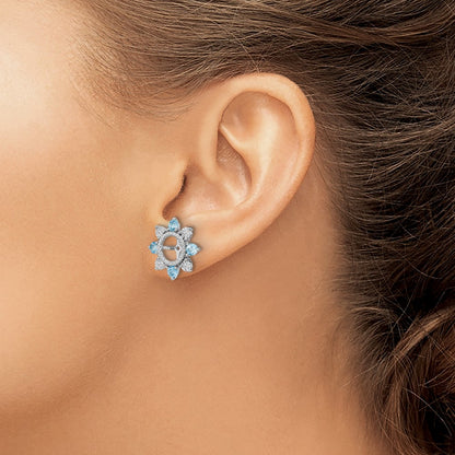 Sterling Silver Rhodium Swiss Blue Topaz Earring Jacket