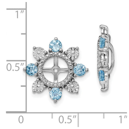 Sterling Silver Rhodium Swiss Blue Topaz Earring Jacket