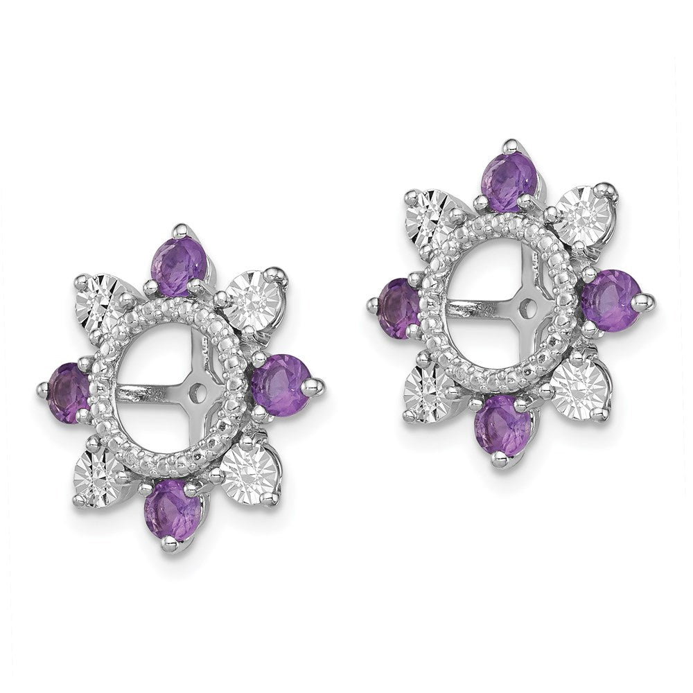 Sterling Silver Rhodium Amethyst Earring Jacket
