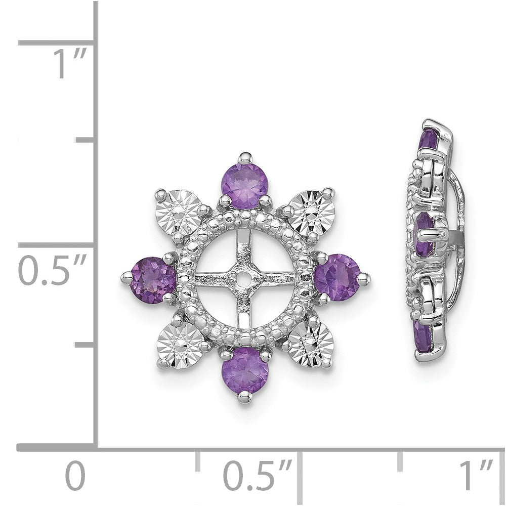Sterling Silver Rhodium Amethyst Earring Jacket