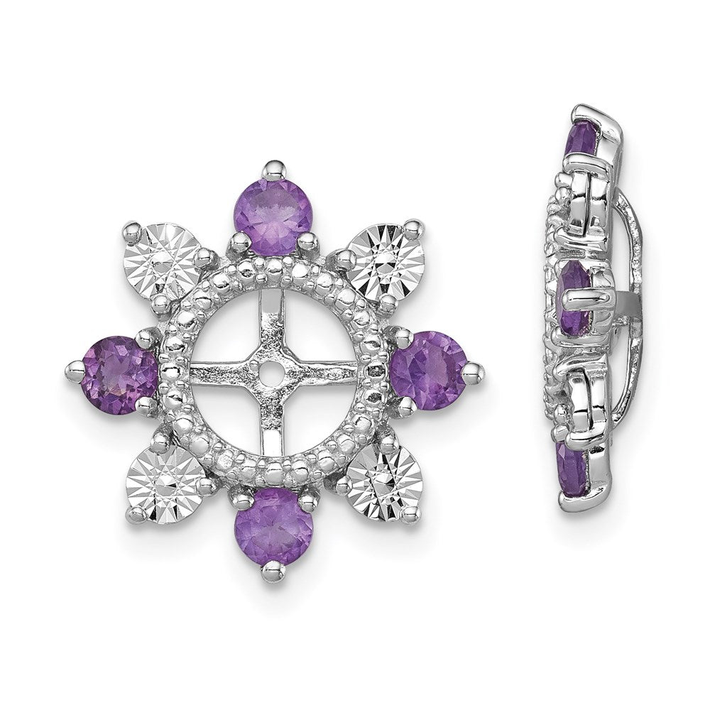Sterling Silver Rhodium Amethyst Earring Jacket
