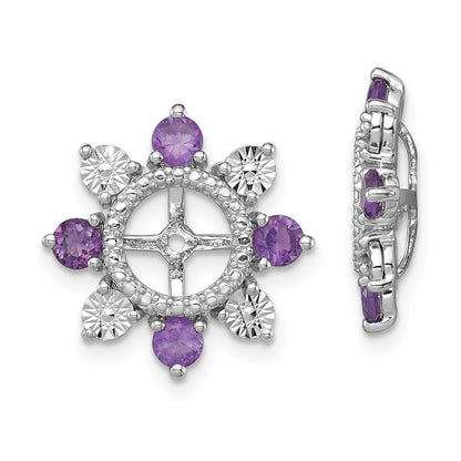 Sterling Silver Rhodium Amethyst Earring Jacket