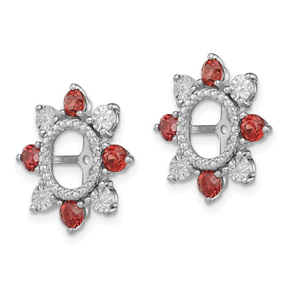 Sterling Silver Rhodium Garnet Earring Jacket