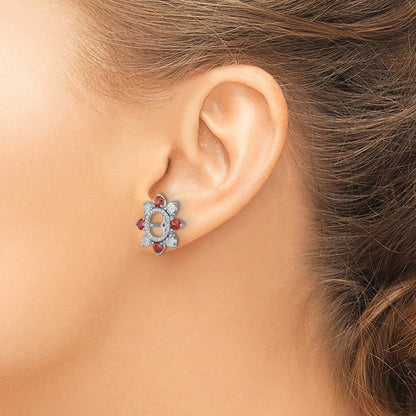 Sterling Silver Rhodium Garnet Earring Jacket