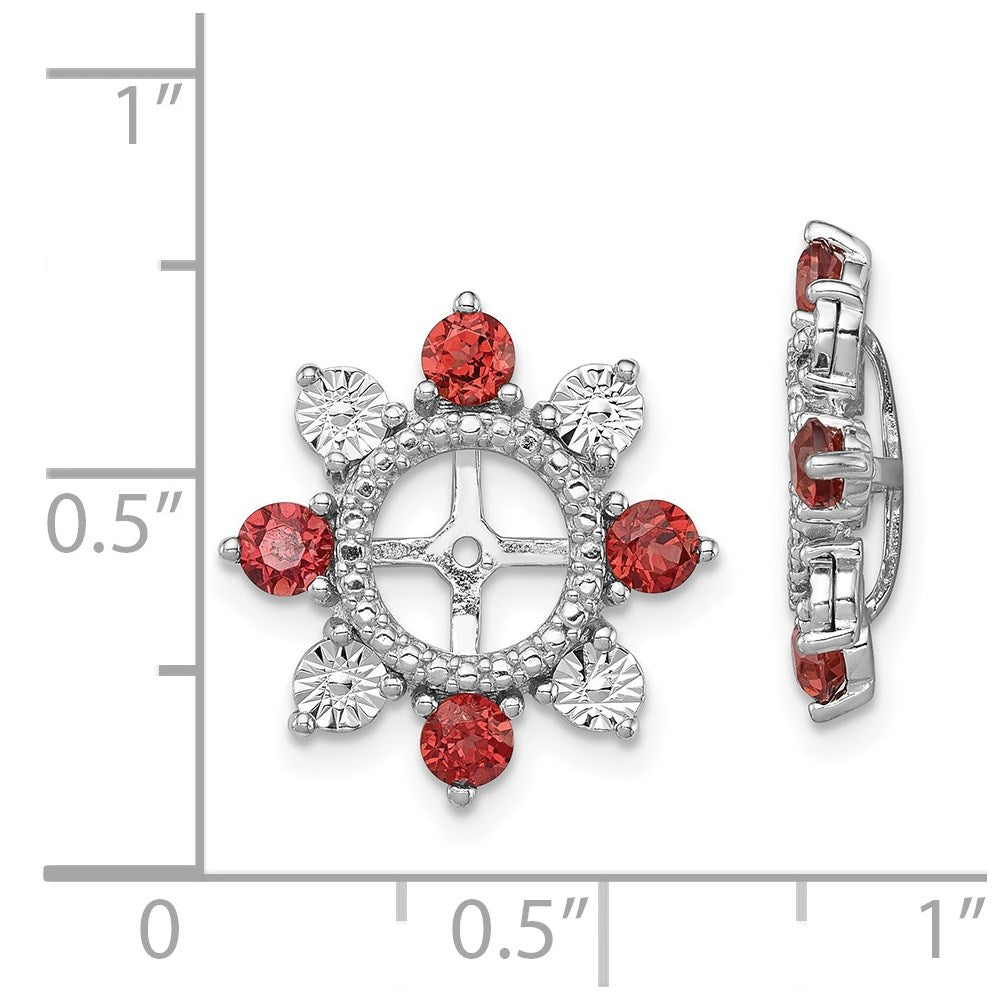 Sterling Silver Rhodium Garnet Earring Jacket