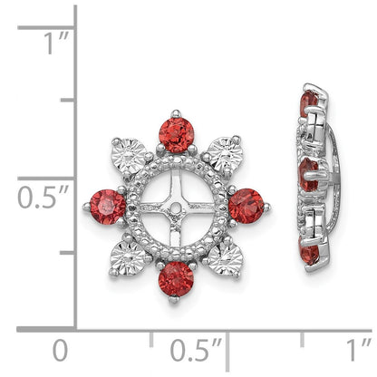 Sterling Silver Rhodium Garnet Earring Jacket