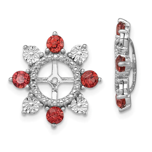 Sterling Silver Rhodium Garnet Earring Jacket