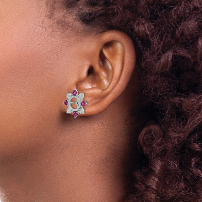 Sterling Silver Rhodium Rhodolite Garnet Earring Jacket