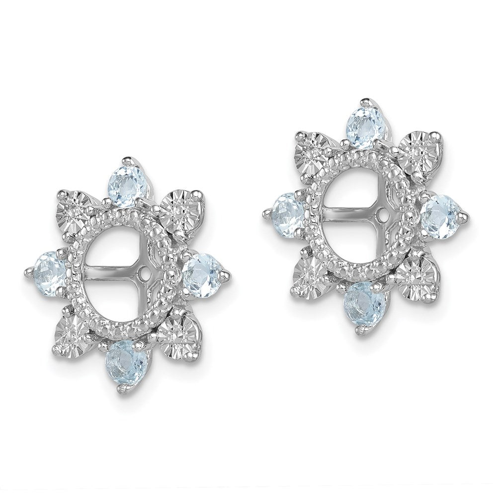 Sterling Silver Rhodium Aquamarine Earring Jacket