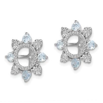 Sterling Silver Rhodium Aquamarine Earring Jacket