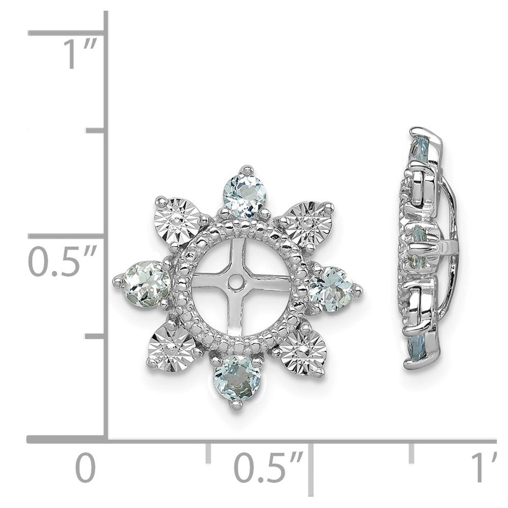 Sterling Silver Rhodium Aquamarine Earring Jacket