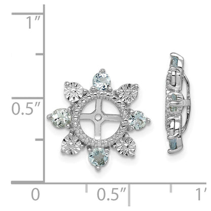 Sterling Silver Rhodium Aquamarine Earring Jacket