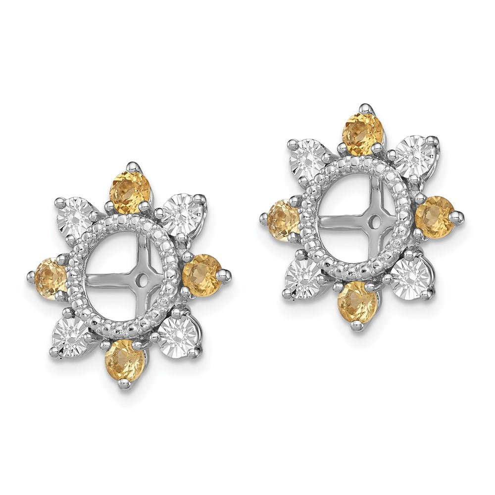 Sterling Silver Rhodium Citrine Earring Jacket