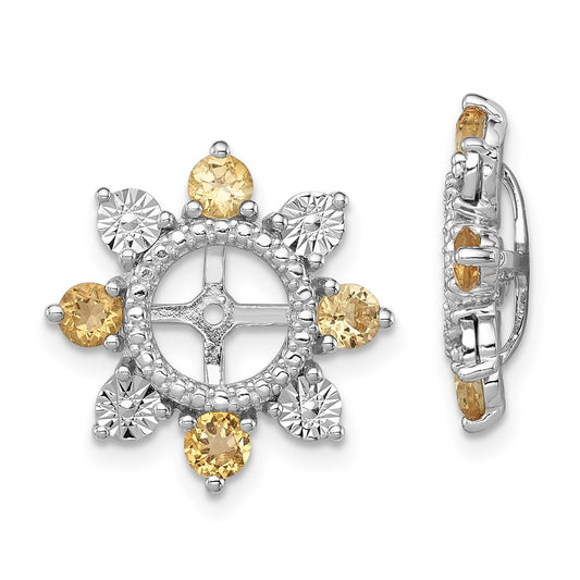 Sterling Silver Rhodium Citrine Earring Jacket