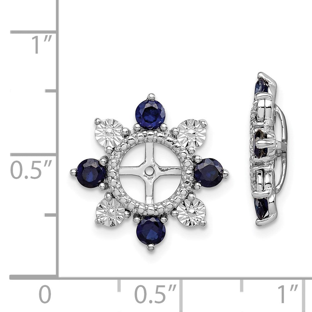 Sterling Silver Rhodium Created Sapphire Earring Jacket