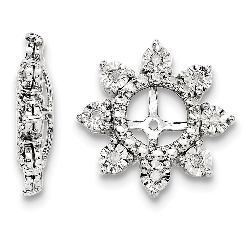 Sterling Silver Rhodium Diamond Earring Jacket