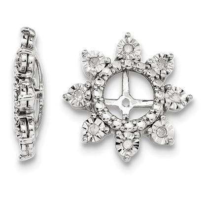 Sterling Silver Rhodium Diamond Earring Jacket