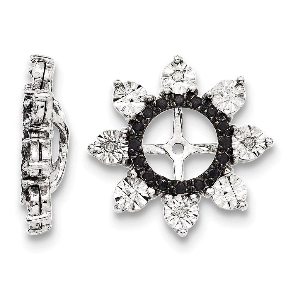 Sterling Silver Rhodium Diamond u0026 Black Sapphire Earring Jacket