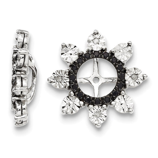 Sterling Silver Rhodium Diamond u0026 Black Sapphire Earring Jacket